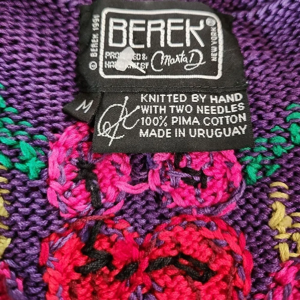 Vintage Berek Hand Knitted‎ Floral Sweater Vest Size Medium